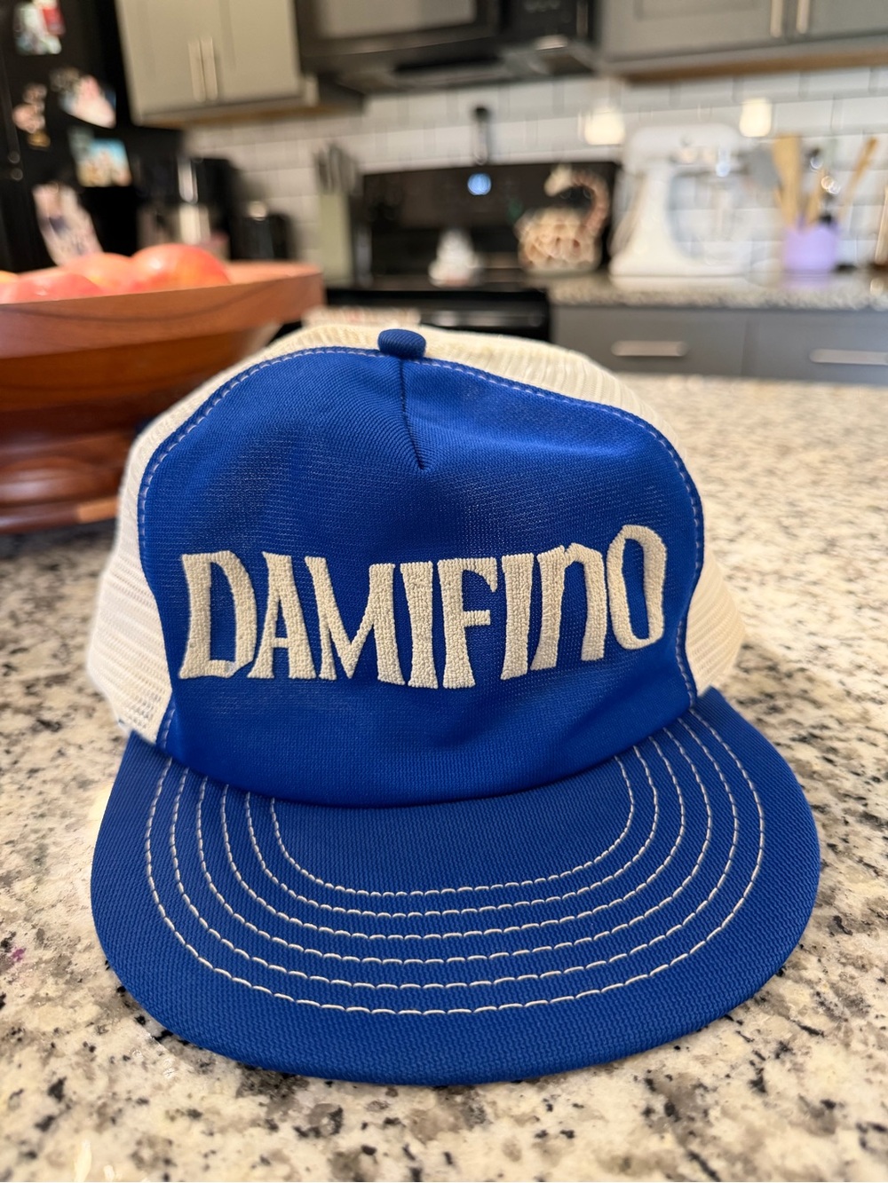 Blue Trucker Hat with 'DAMIFINO' Embroidery